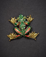 Green Flying Frog Brooch Pin - Trovelore