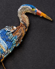 Great Blue Heron Beaded Brooch Pin - Trovelore