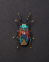 Rainbow Leaf Beetle Beaded Brooch Pin - Trovelore
