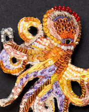 Giant Pacific Octopus Beaded Brooch Pin - Trovelore