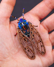 Pharaoh Cicada Beaded Brooch Pin - Trovelore