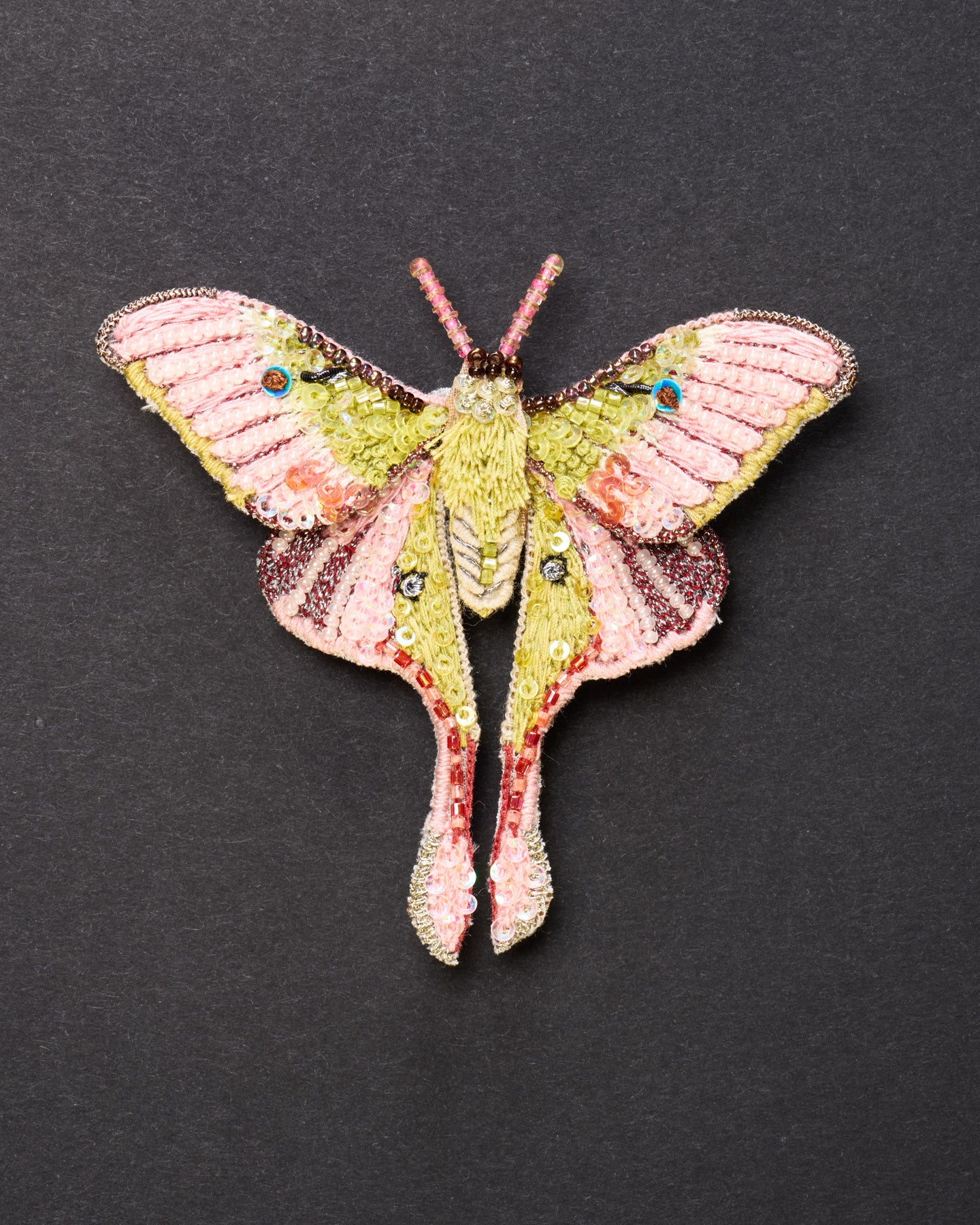 Luna Moth Beaded Brooch Pin - Trovelore