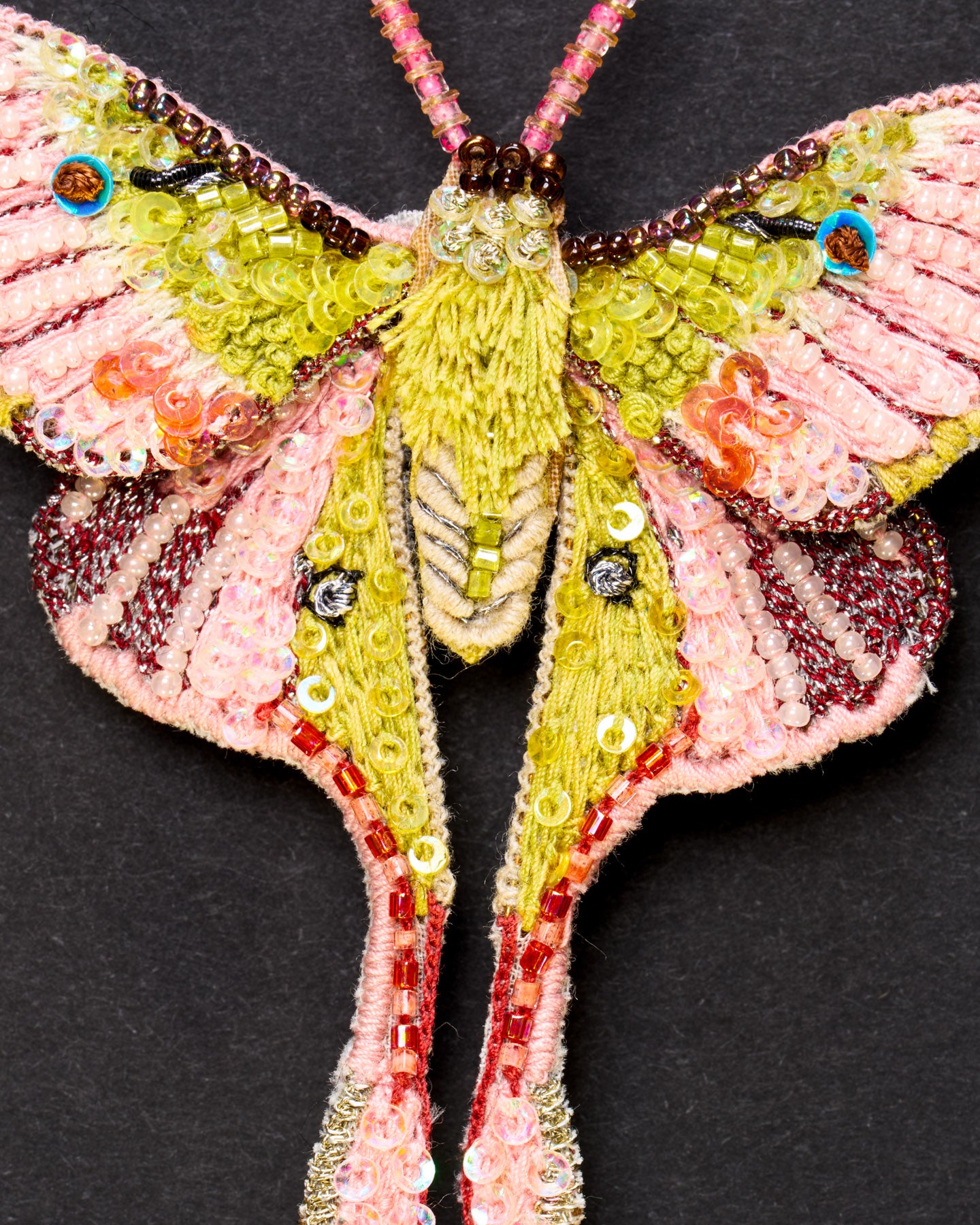 Luna Moth Beaded Brooch Pin - Trovelore
