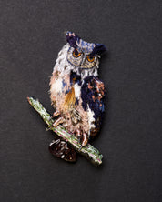 Eurasian Eagle-Owl Beaded Brooch Pin - Trovelore