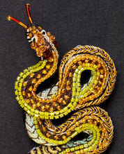 Viper Snake Beaded Brooch Pin - Trovelore