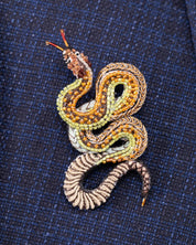Viper Snake Beaded Brooch Pin - Trovelore