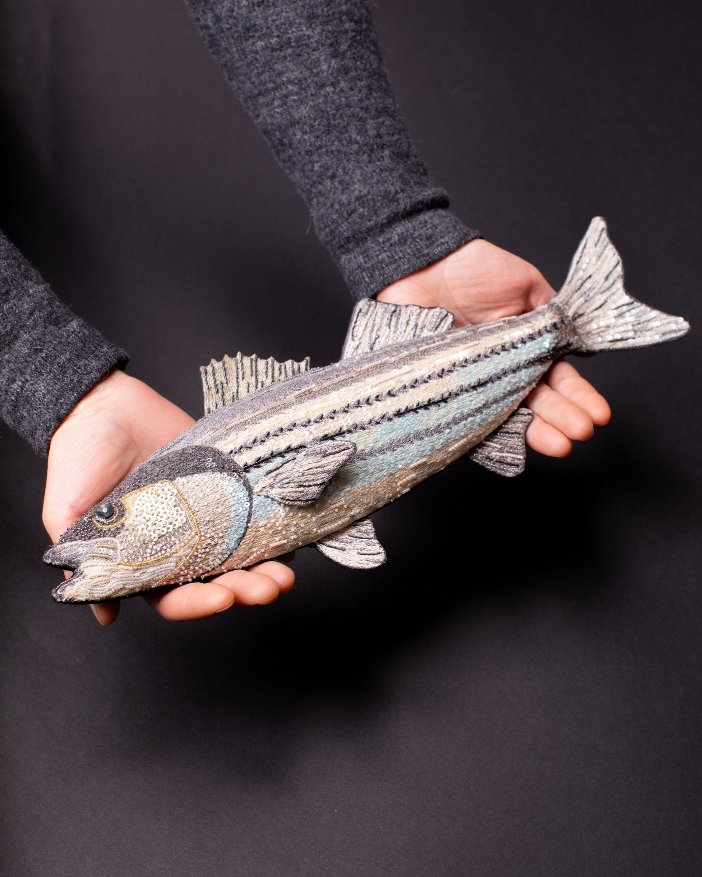 Striped Bass Beaded Sculpture - Trovelore