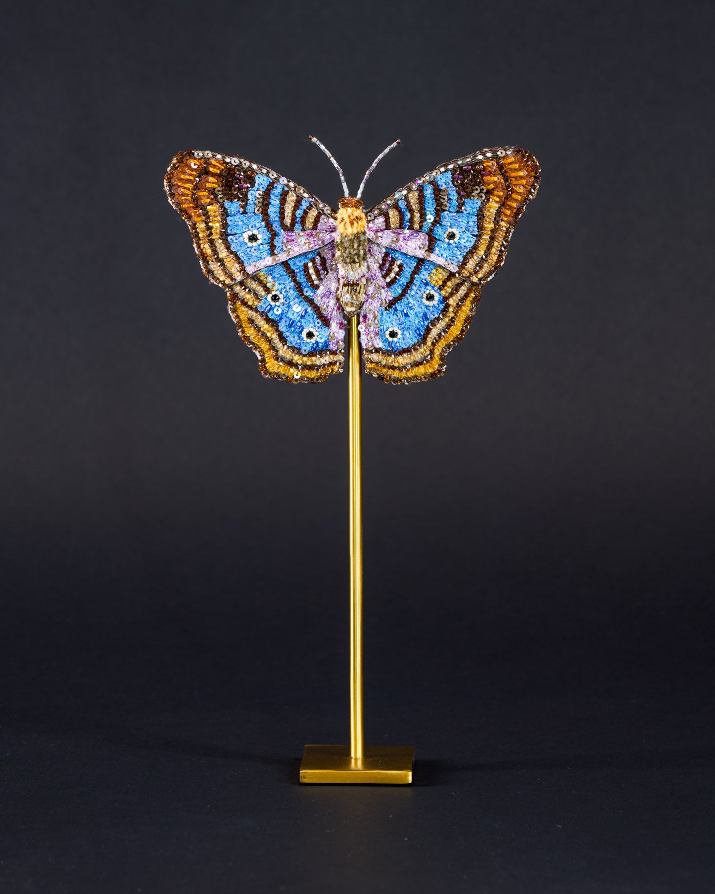 White Peacock Butterfly Beaded Sculpture - Trovelore