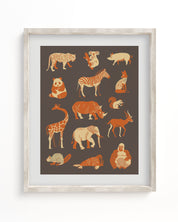 Retro Mammals Museum Print