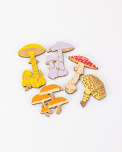 Poisonous Mushrooms Wooden Magnet Set