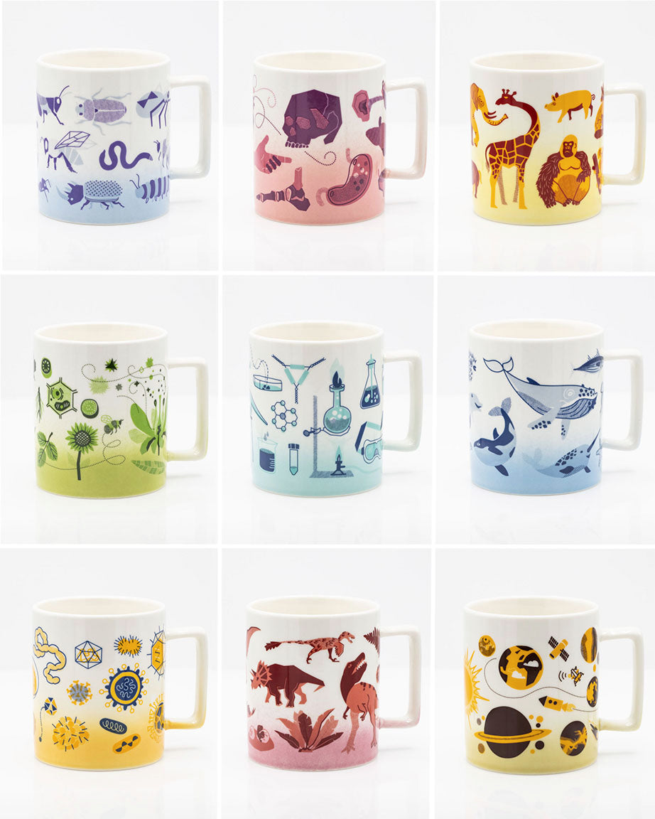 Retro Science Mug Set of 9