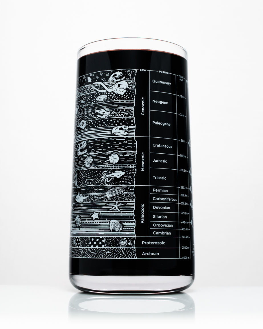 A Cognitive Surplus Classic Science Drinking Glassware Set of 12 with a diagram on it.