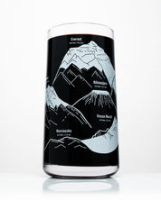 A Cognitive Surplus wine glass with a map of the mountains on it.