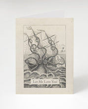 A Let Me Love You! Octopus Card with an illustration of an octopus and a ship, by Cognitive Surplus.