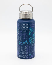 A Genetics & DNA 32 oz Steel Bottle with a Cognitive Surplus design on it.