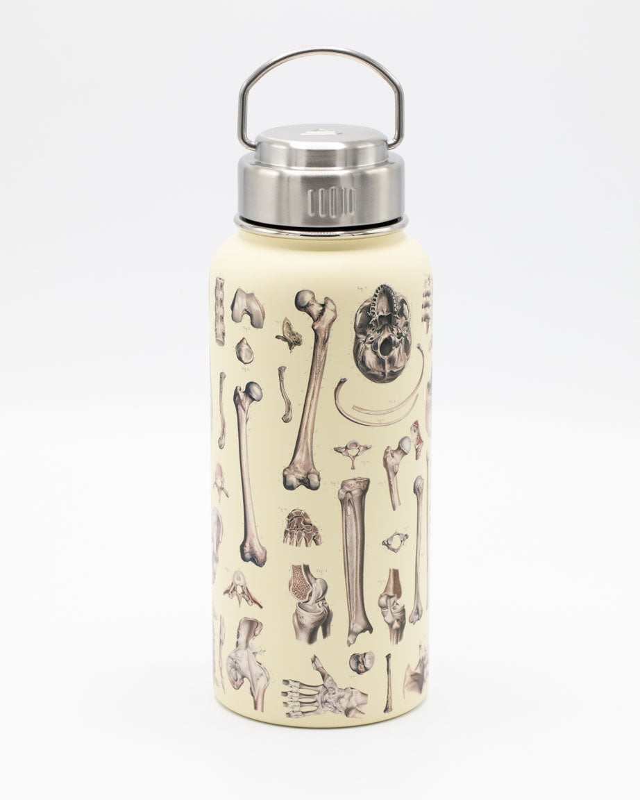 A Skeleton 32 oz Steel Bottle with Cognitive Surplus on it.